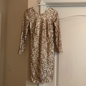 💛HM Gold Sequined Low Back Dress